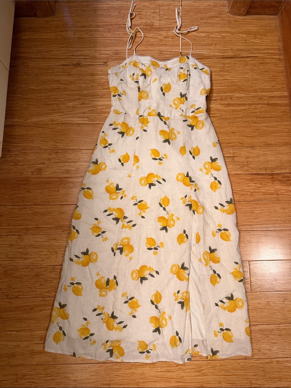 Kirious Lemon Print Midi Dress small